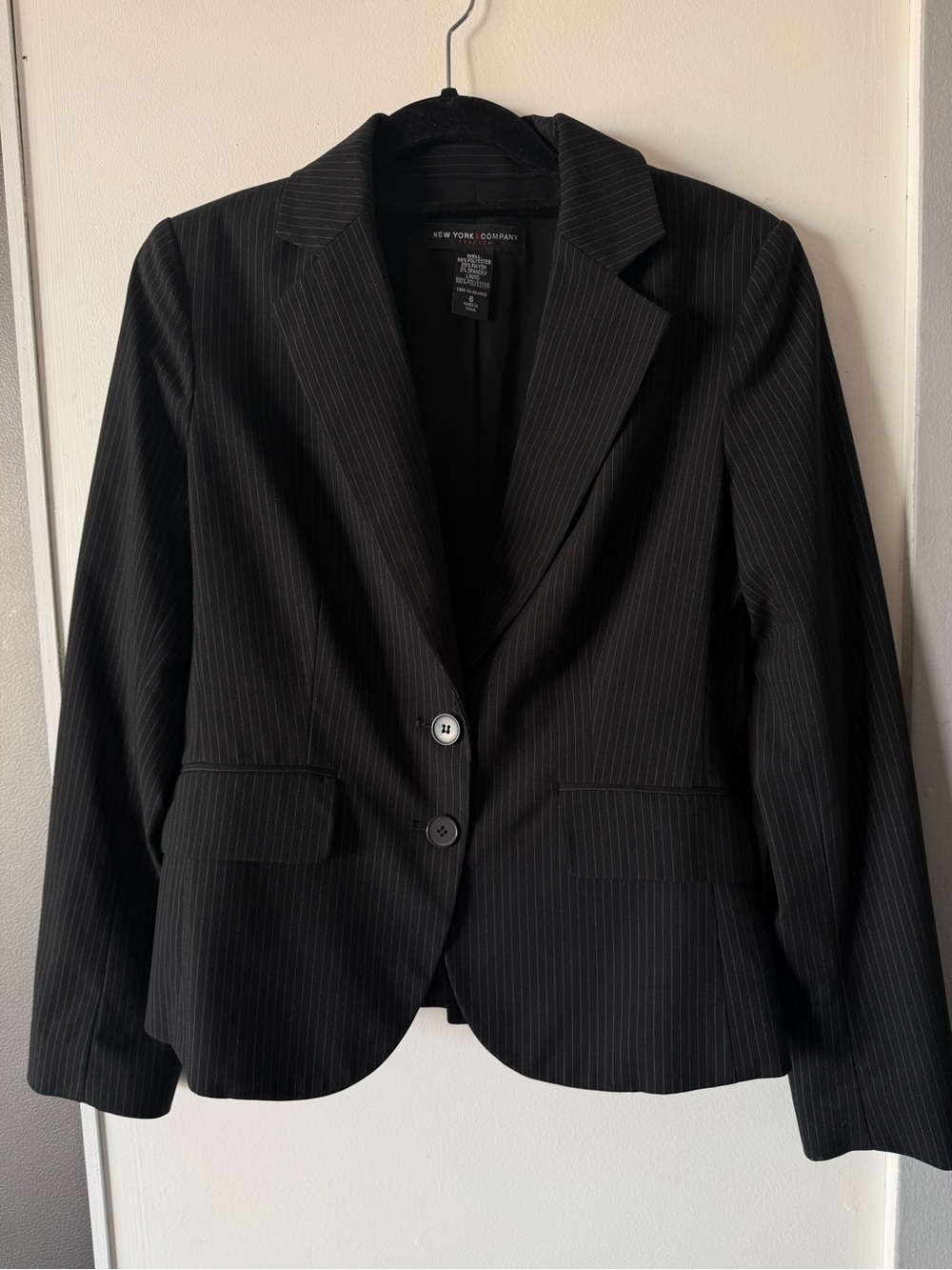 New York & Company Black Pinstripe Blazer